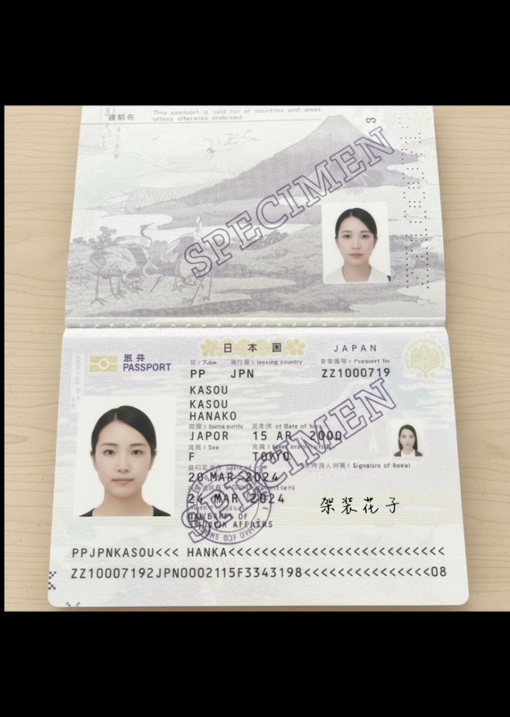日本パスポート見本